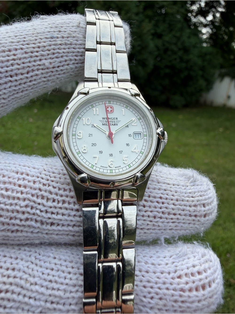 Wenger Swiss Military Women Watch 79040 White Dial Stainless Steel 29mm Date